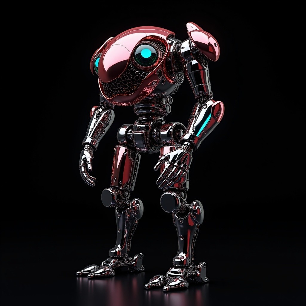 Futuristic Robot with Metallic Exterior and Glowing Eyes