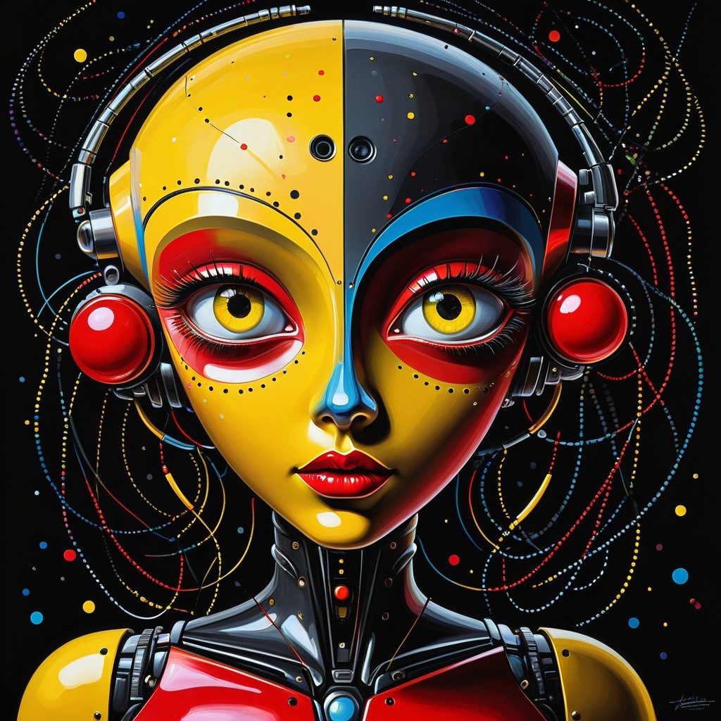 Humanoid Robot with Split Face and Colorful Features