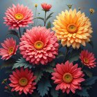 Vibrant bouquet of red and yellow lilies with heart