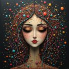 Stylized Female Portrait with Golden Embellishments