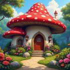 Portrait of a woman in a fantasy mushroom landscape