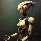 Futuristic humanoid figure with golden metallic texture