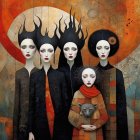 Textured Black Sphere with Colorful Paint Droplets