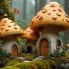 Oversized Vibrant Mushrooms in a Mystical Forest