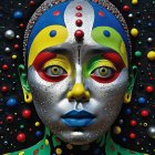 Portrait of a person with geometric patterns and vivid colors