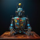 Gilded Robot Remains on Desolate Planet Under Stars