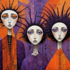 Stylized Women with Elongated Features and Halos