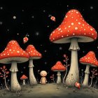 Vivid Fractal Landscape with Mushroom-like Structures