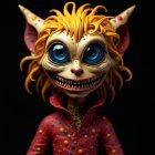 Whimsical Character with Blue Eyes and Orange Headpiece