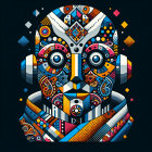 Vibrant Abstract Face with Geometric Patterns and Colors