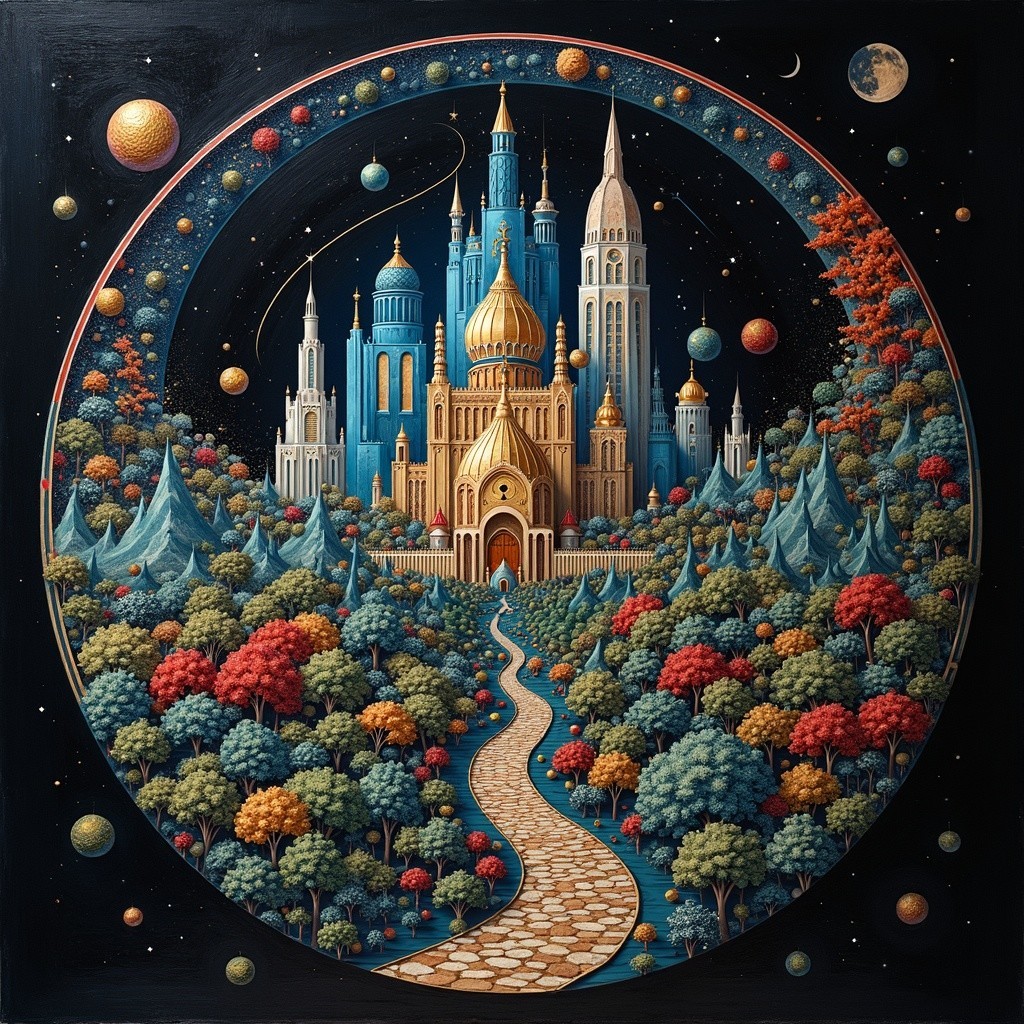Majestic Castle in a Colorful Fantastical Landscape