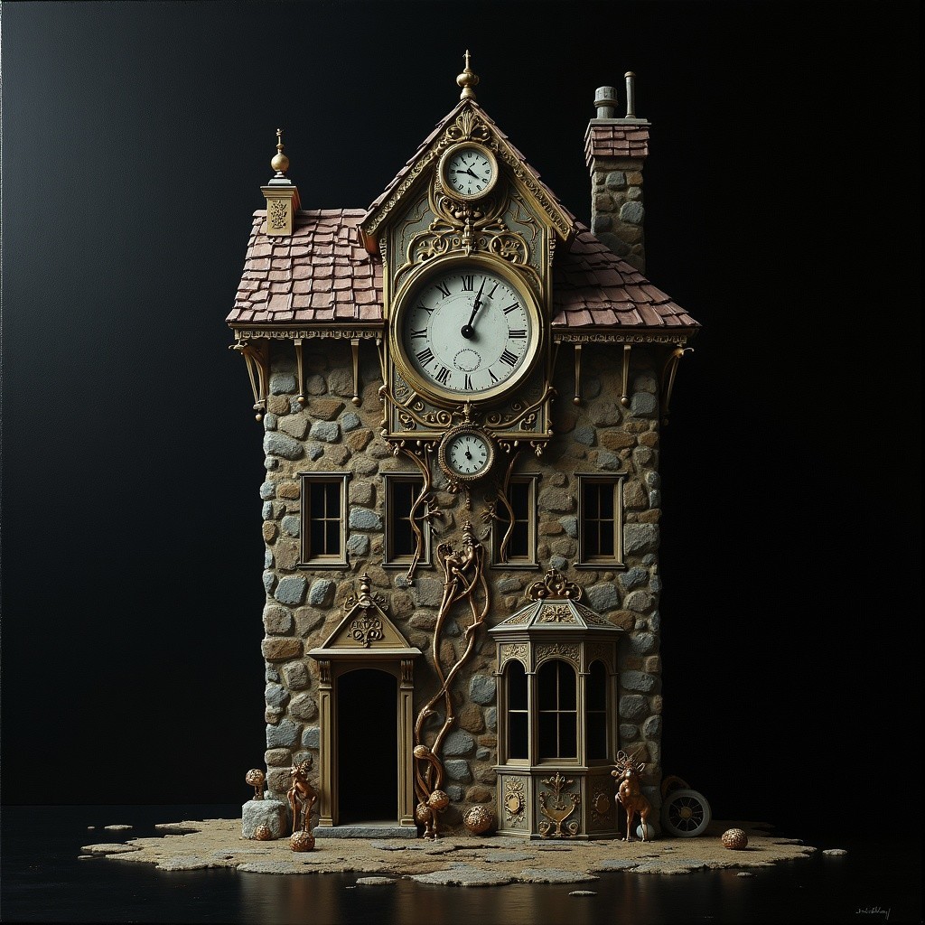 Intricately Designed Clock Tower with Cottage Features