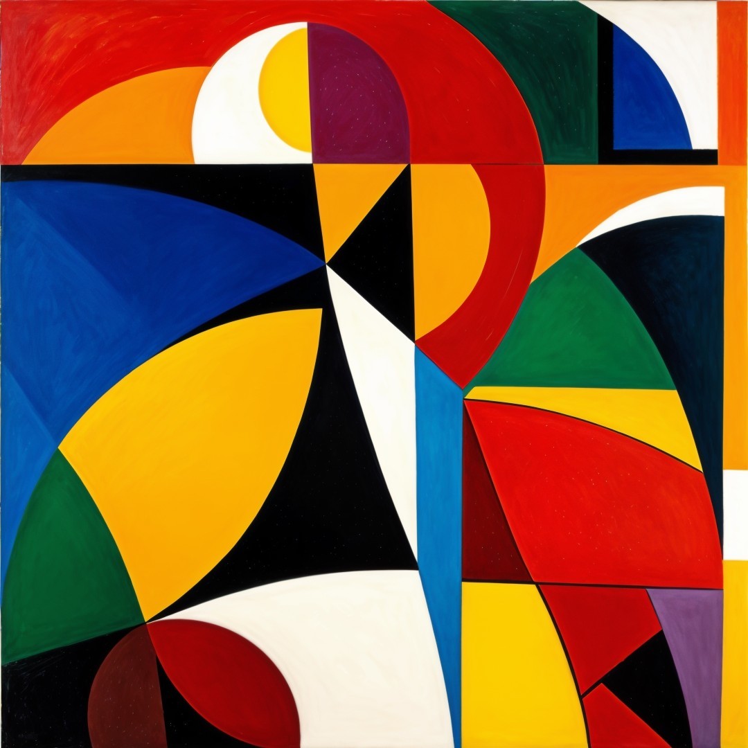 Vibrant Geometric Shapes in Bold Colors and Curves