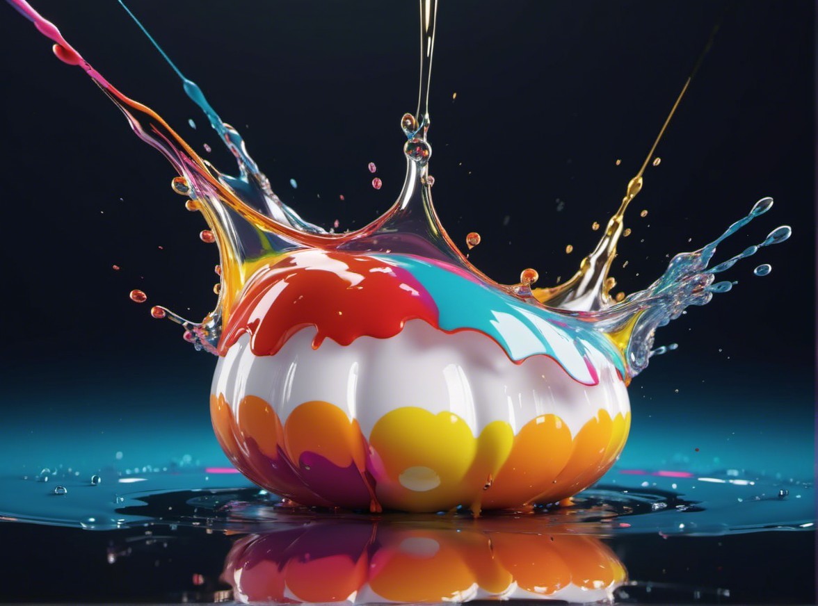 Colorful Paint Splash Around White Spherical Object