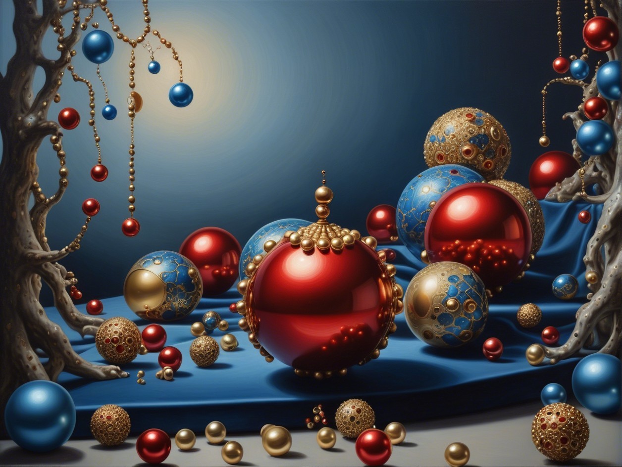 Textured Digital Painting of Christmas Ornaments on Silk
