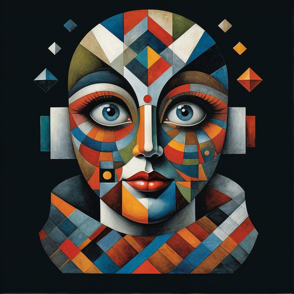 Vibrant Abstract Face with Geometric Patterns and Colors