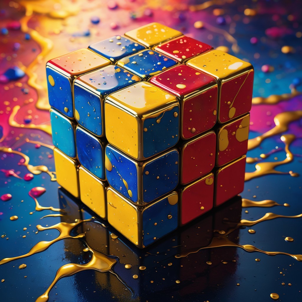 Vibrant Rubik's Cube with Colorful Abstract Backdrop