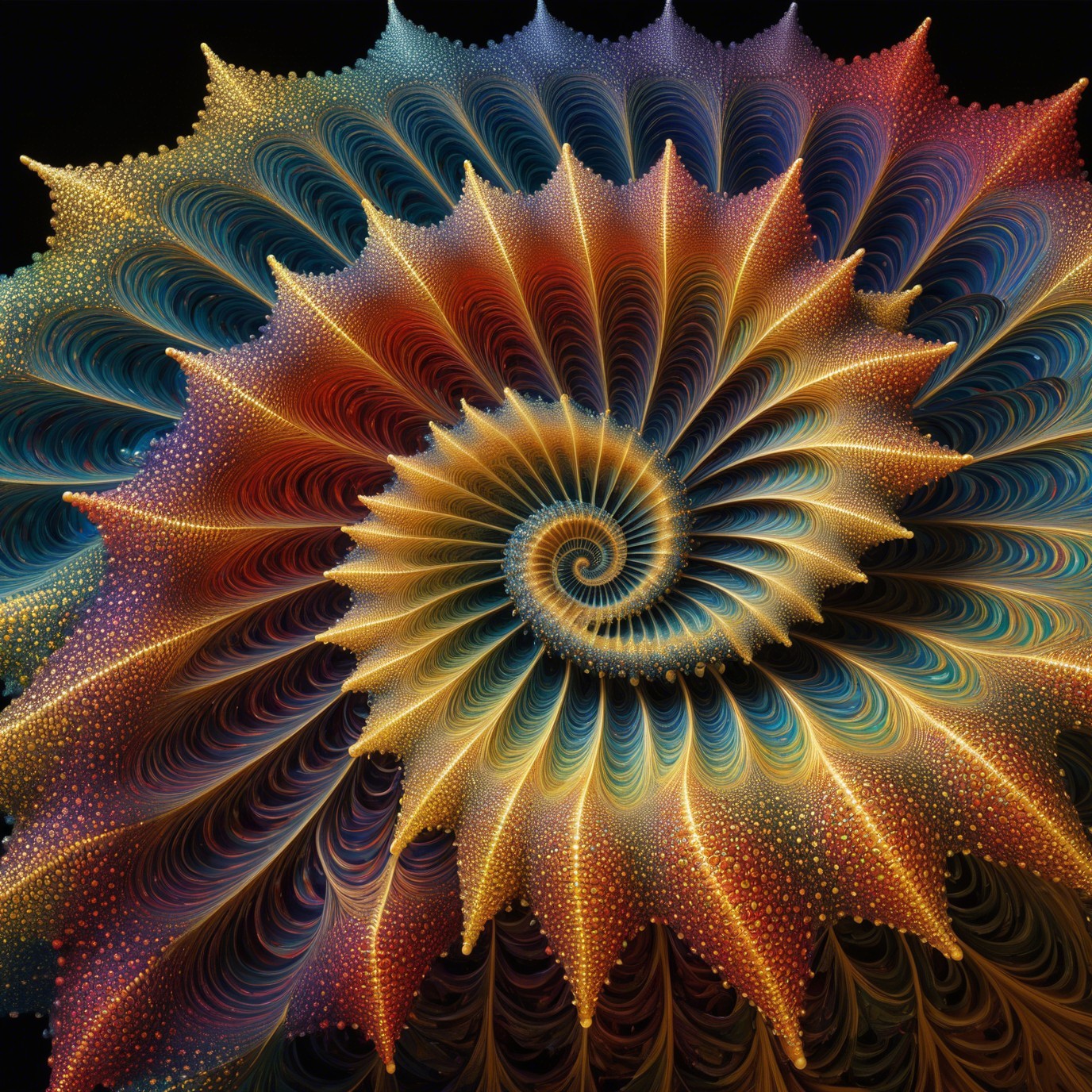 Macro Shot of a Colorful Fractal Spiral Design