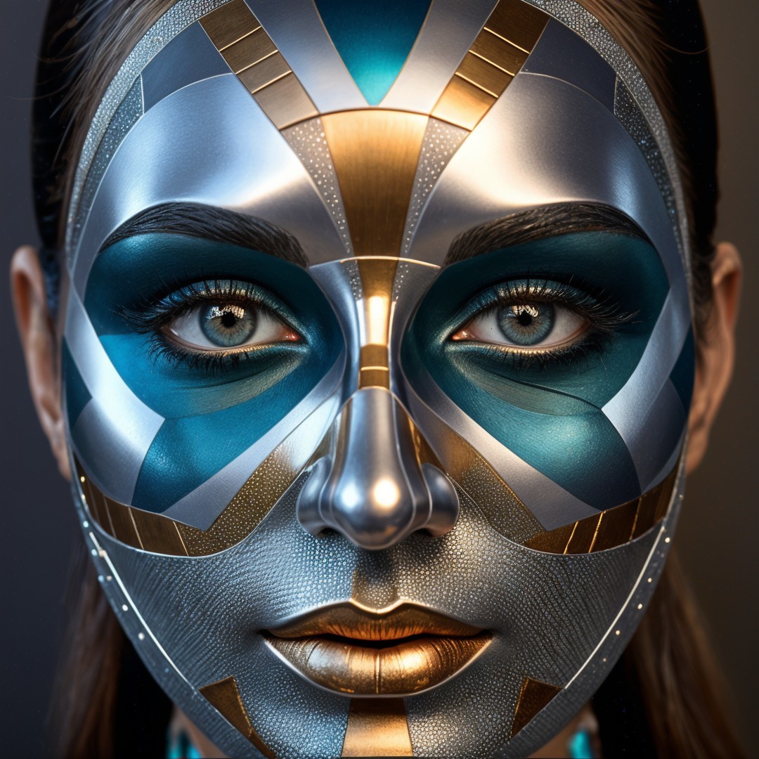 Futuristic Portrait with Metallic Armor Makeup Design