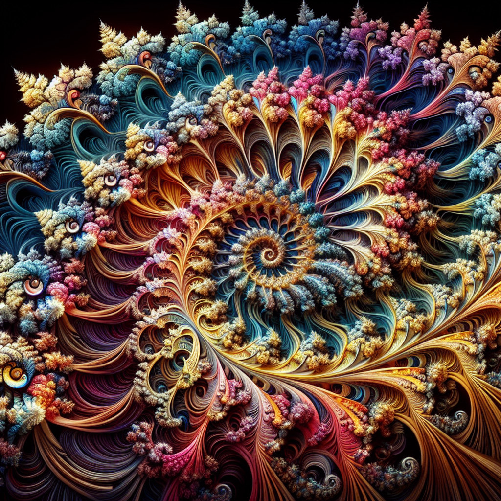 Vibrant Fractal Design with Intricate Spiral Pattern