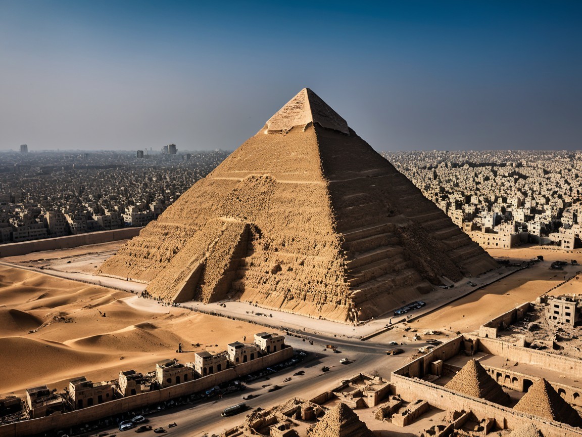 Great Pyramid of Giza Against Desert Landscape