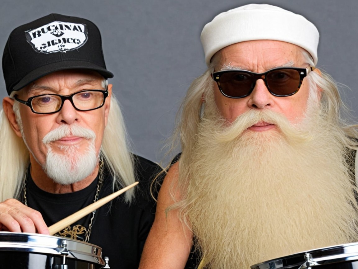 Elderly Musicians with Drumsticks and Cool Vibe
