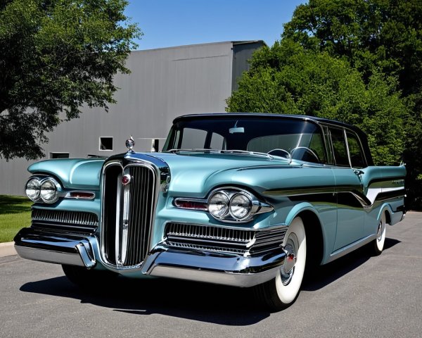 Classic 1950s Car with Two-Tone Color Scheme