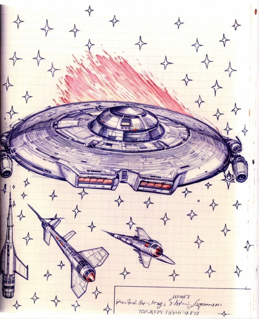 Futuristic spacecraft design with starry backdrop