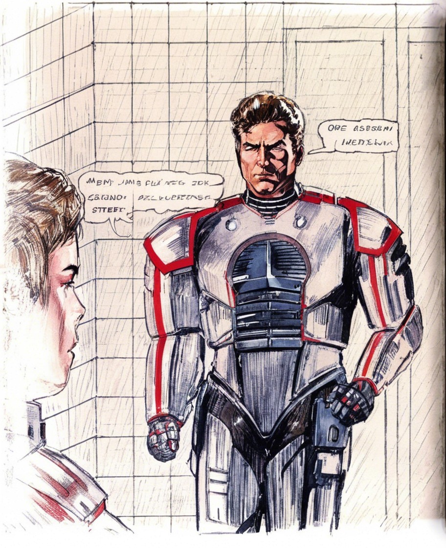 Futuristic Comic Scene with Tension Between Characters