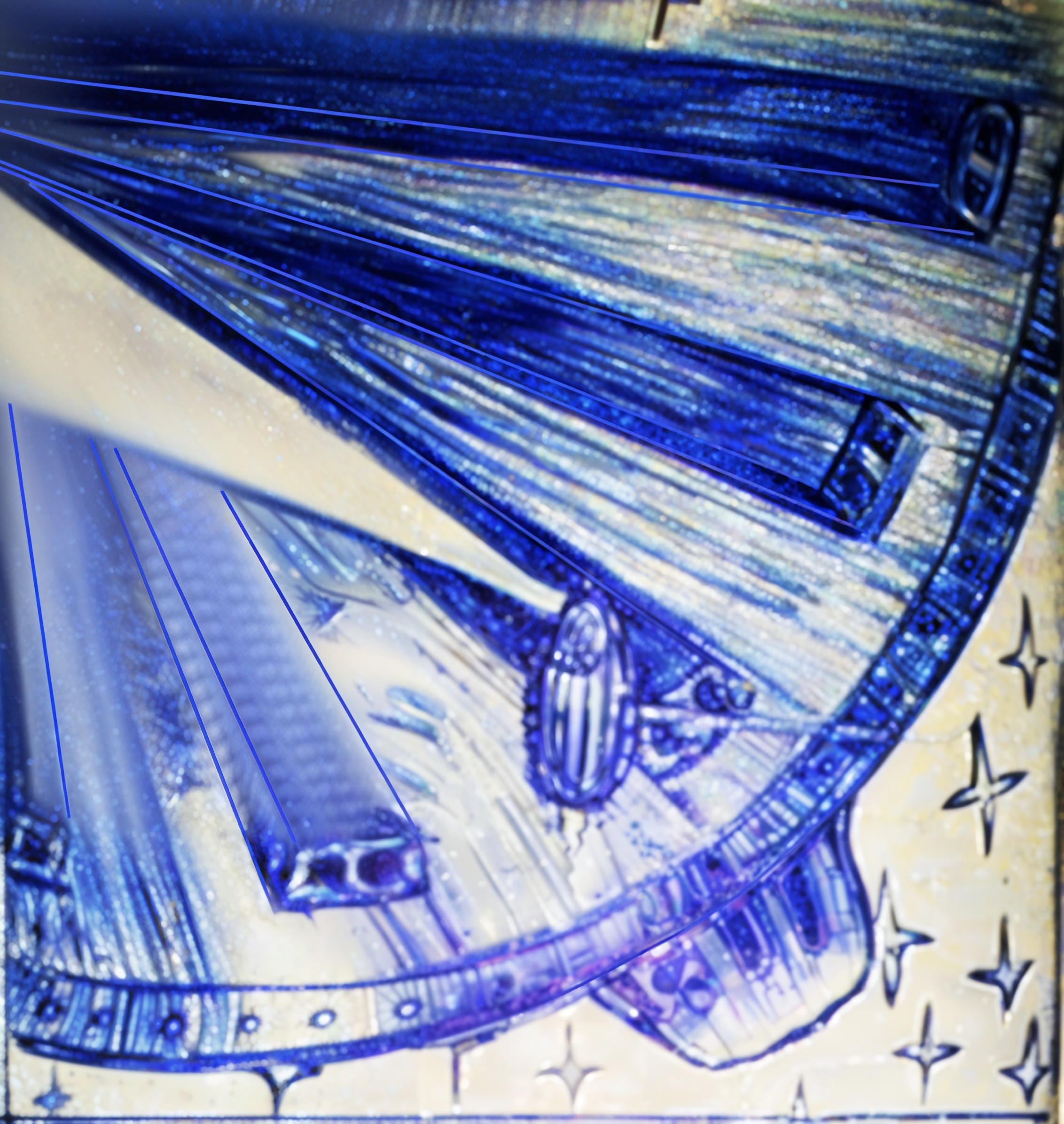 Close-Up Illustration with Blue and Metallic Tones