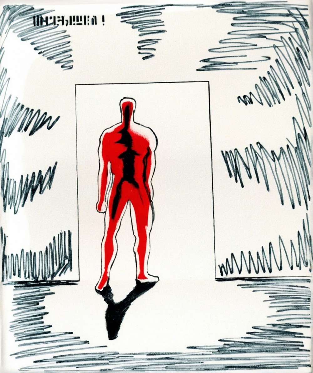 Silhouette of a Red Figure in Doorway with Light