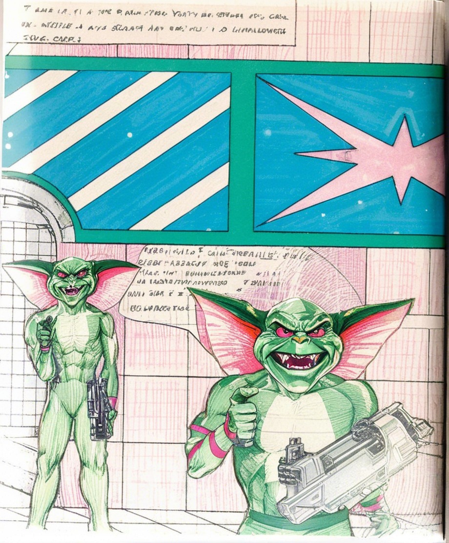 Vibrant Comic Page with Humanoid Character and Sci-Fi Elements