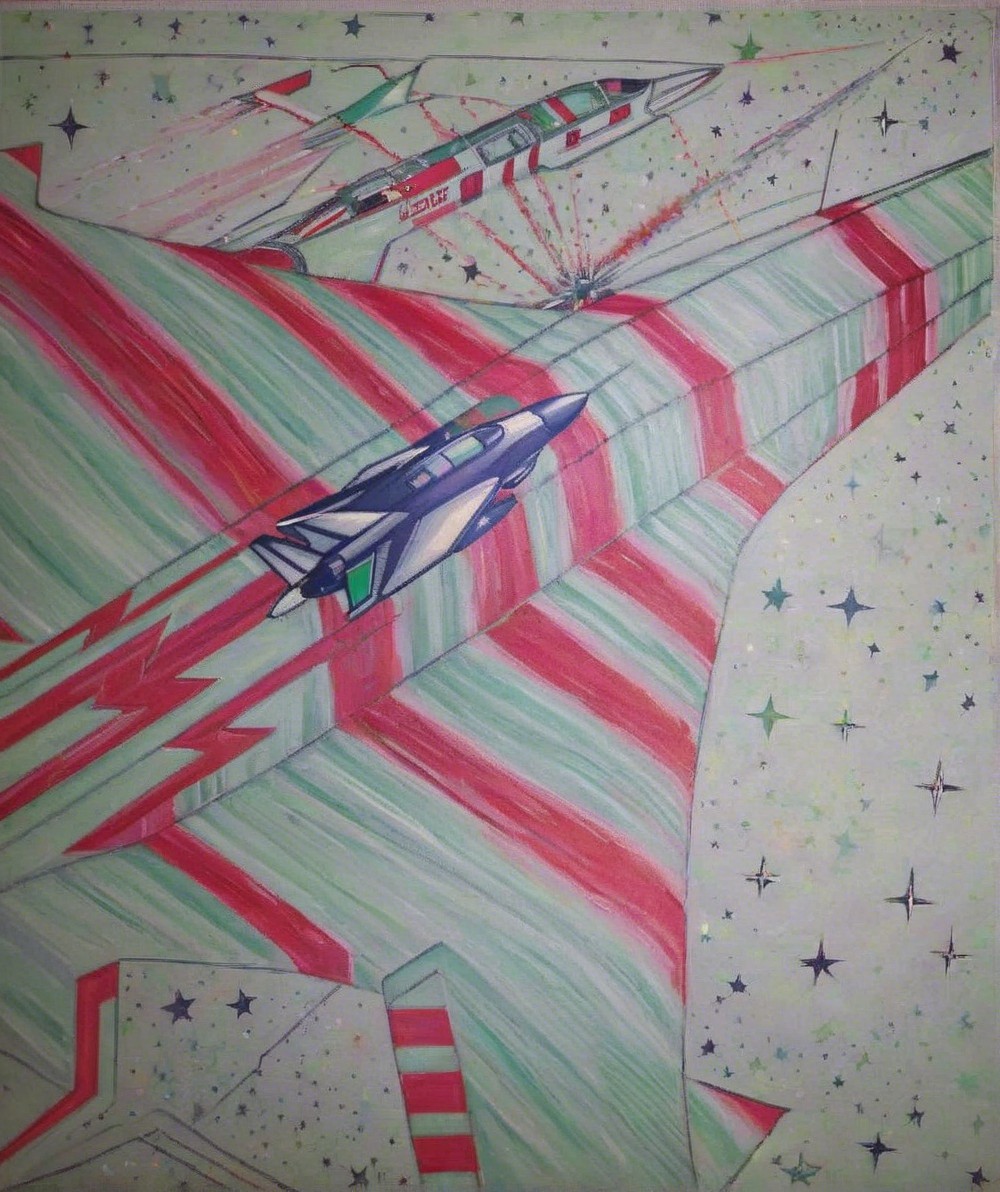 Dynamic Space Scene with Two Engaging Spacecraft