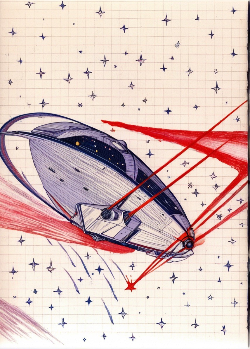 Futuristic spacecraft in a vibrant cosmic expanse