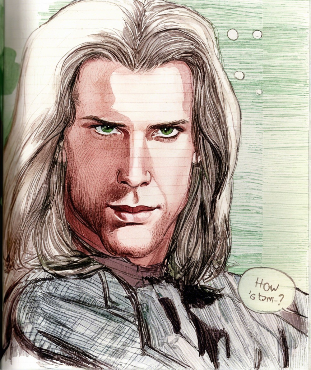 Stylized Sketch of Male Character with Blonde Hair