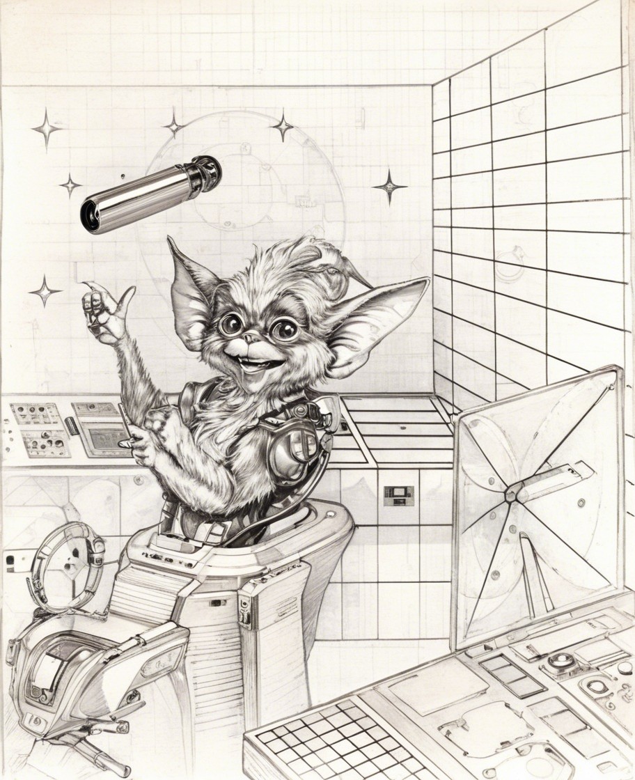 Cartoon Creature in Futuristic Cockpit Setting