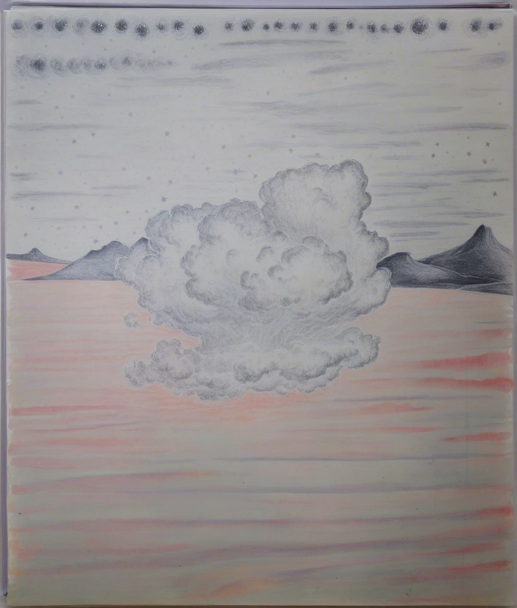 Clouds and Mountains in a Dreamlike Landscape Scene