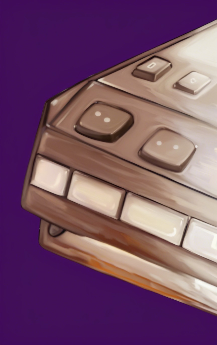 Close-Up of Vintage Gaming Console on Purple Background