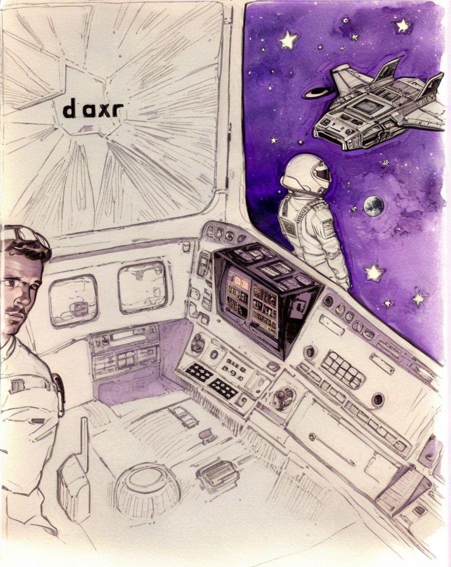 Futuristic Spacecraft Cockpit with Astronaut and Earth