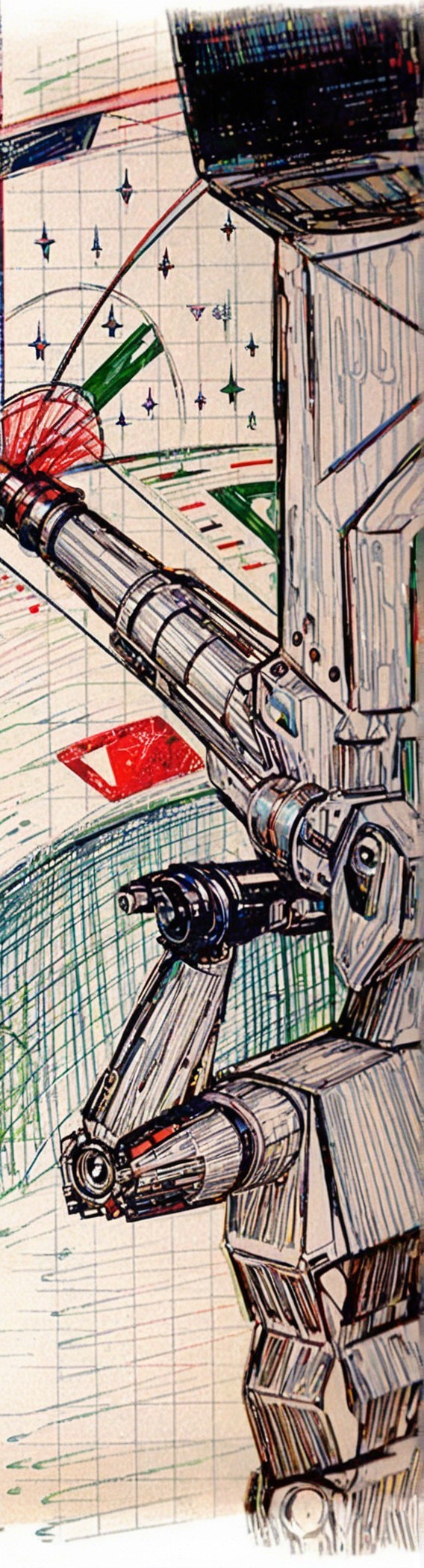 Detailed Sketch of a Futuristic Robotic Figure