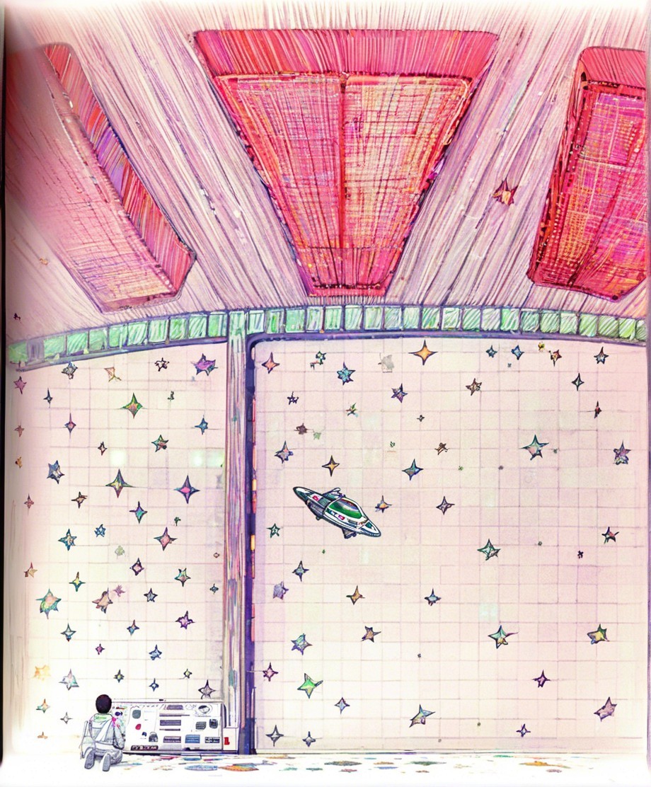 Whimsical Interior with Pink Ceilings and Stars