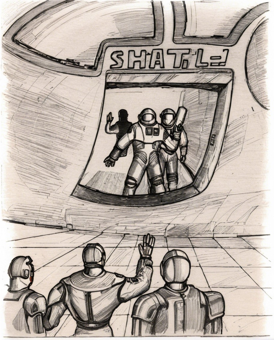 Futuristic Scene Inside a Spacecraft with Astronauts