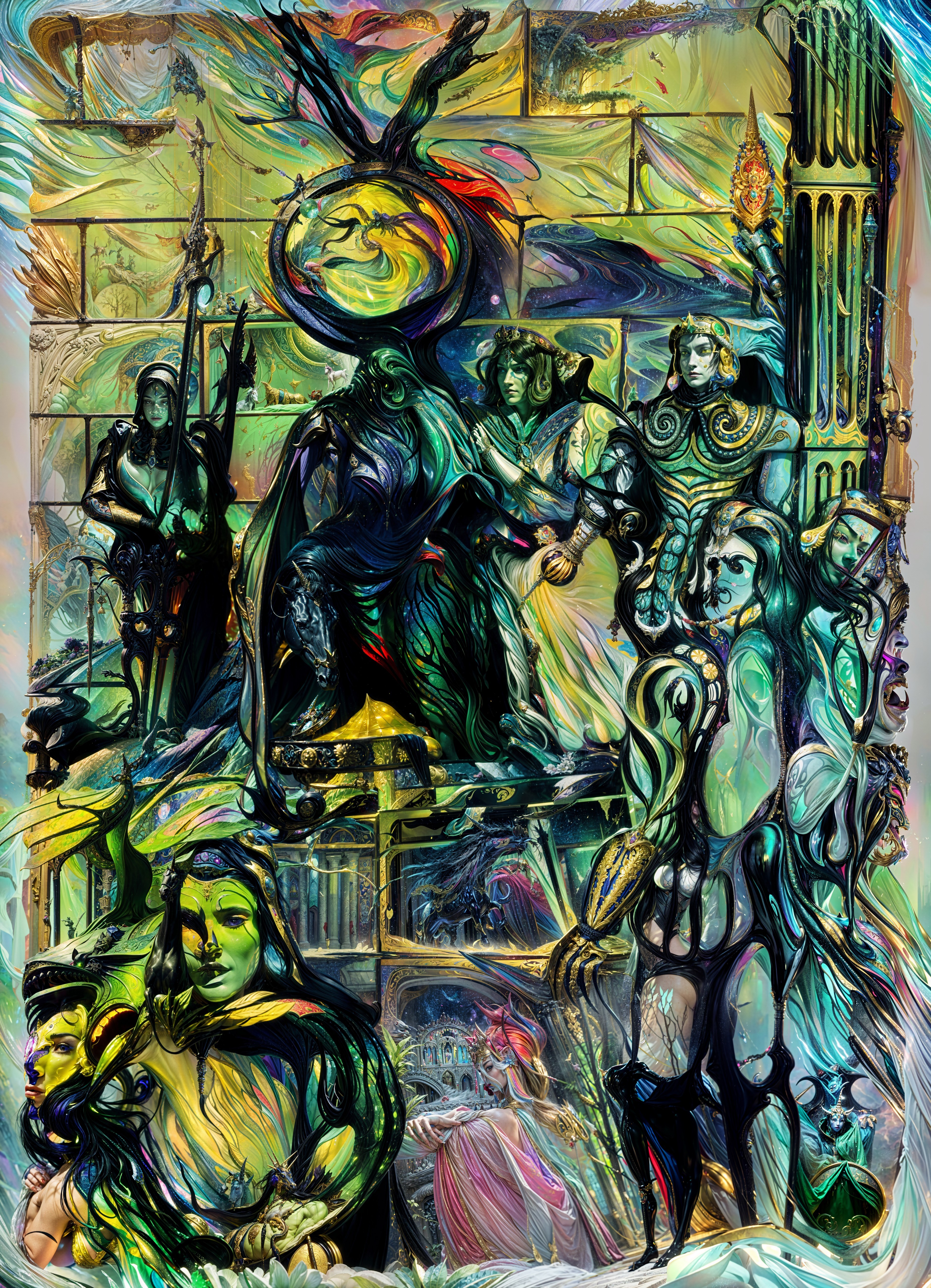 Digital Renaissance Artwork Featuring Cloaked Figures