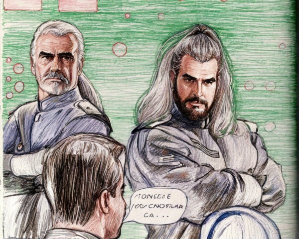 Futuristic Characters in Sci-Fi Setting with Dialogue