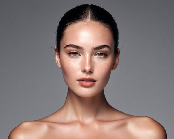 Close-Up Portrait of a Young Woman with Freckles