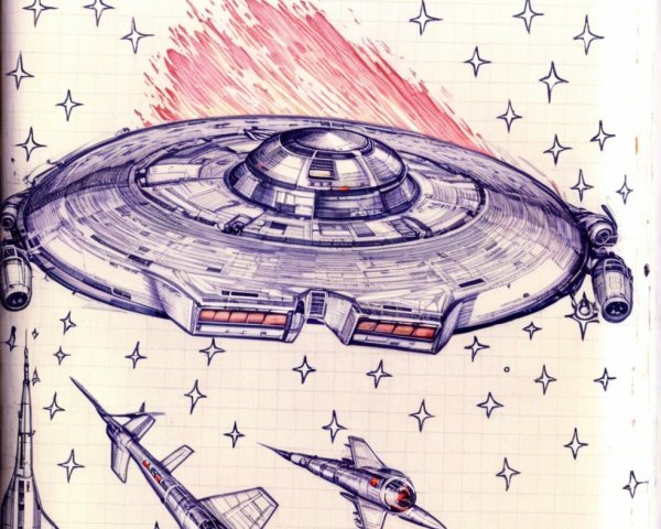 Futuristic spacecraft design with starry backdrop