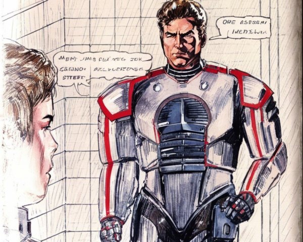 Futuristic Comic Scene with Tension Between Characters
