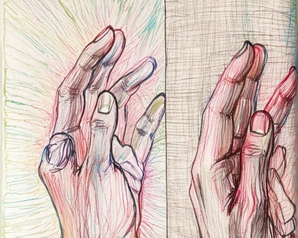 Contrasting Stylized Drawings of a Hand