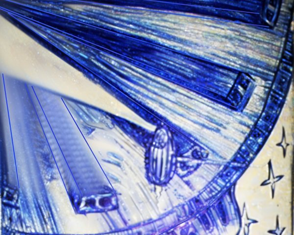 Close-Up Illustration with Blue and Metallic Tones