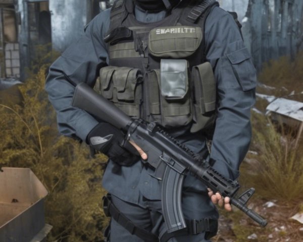 Soldier in Tactical Gear in Post-Apocalyptic Urban Scene
